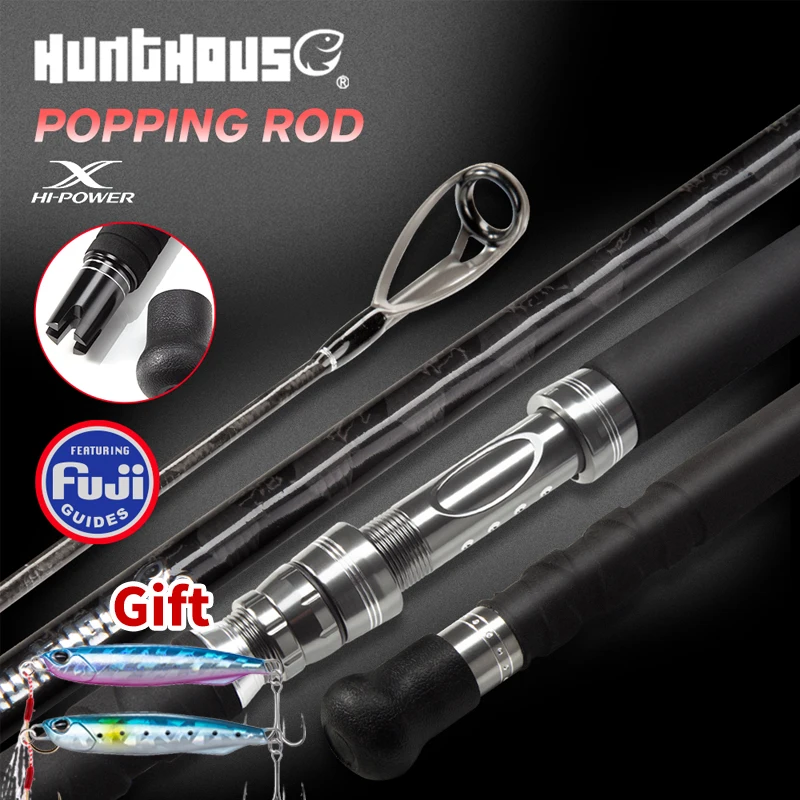 Hunthouse Game GT Spinning Popping Fishing Rod 2.35/2.55/2.7m 100-200g Fuji Guide Carbon Fiber Boat For Inshore Sea Fish Tuna GT