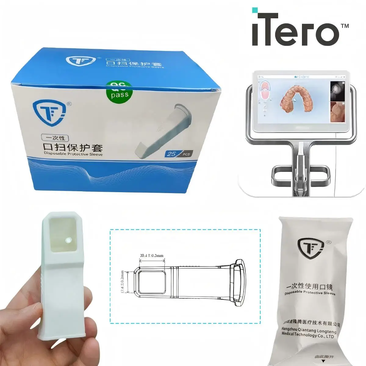 

Dental Disposable Intraoral Scanner Cover Compatible with ITero Medit Dental Protective Sleeve Single Use Cover 25pcs/box