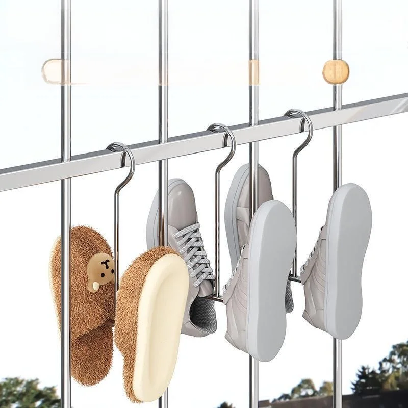 رف تجفيف أحذية متعدد الوظائف من الفولاذ المقاوم للصدأ 304، مقاوم للرياح، يُثبت على عتبة النافذة، منظم تخزين للأحذية للاستخدام... #1