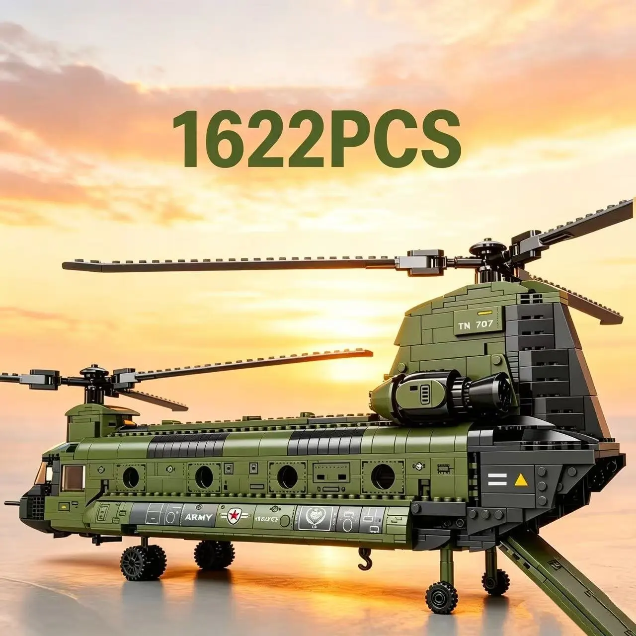 Military Transport Helicopter Building Block Set - Challenging Puzzle Assembly Toy Model for Collectors And Gifts CH/47-33031