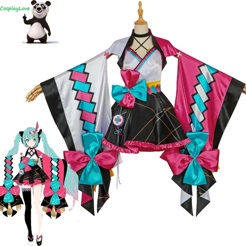 QQ98CosplayLove Miku 2020 Magical Mirai 코스프레 의상 크리스마스 할로윈을위한 헤드폰이있는 귀여운 빨간 드레스