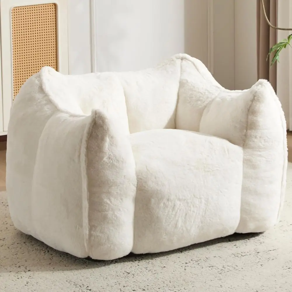 Cozy Large Bean Bag Chairs for Adults and Kids, Ideal for Living Room or Bedroom, Beige