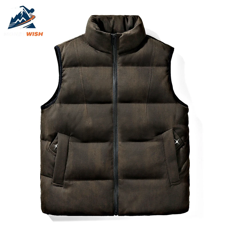 MONEYWISH الرجال القطن سترة 2025 جديد كامو 90% الأبيض بطة أسفل مكافحة الباردة الدفء جاكيت بلا إكمام في الهواء الطلق عادية الشتاء أسفل سترة #2