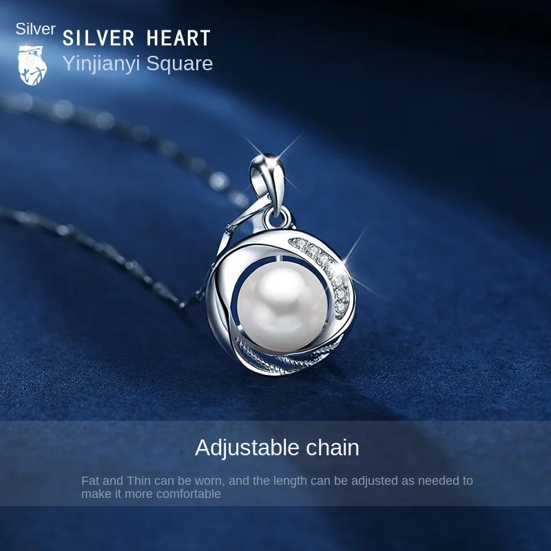 Hxl Pearl Necklace Mother's Day Gift for Mother 999 Sterling Silver Ornament Pendant Clavicle Chain