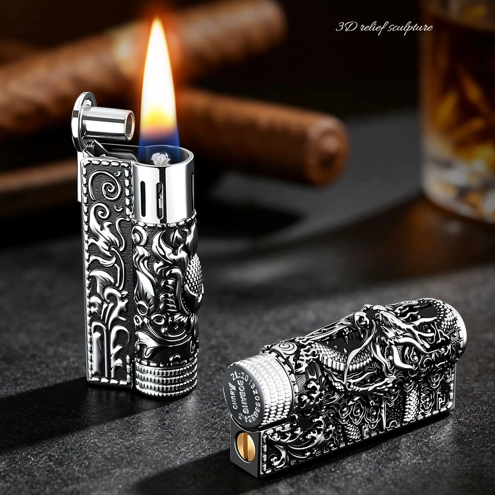 New Windproof Retro Grinding Wheel Armor Trench Lighter Vintage Austrian Classic Outdoor Portable Lighter Men's Gift
