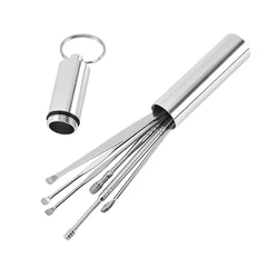 6PCS Stainless Steel Earpick Ear Cleaner Spoon Ear Care Cleaning Tool Earwax Removal Kit Ear Pick Vax Remover Cleanser Health