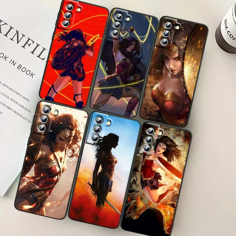 

Movie Wonders Womans Hero Phone Case For Samsung Galaxy S25 S24 S23 S22 S21 S20 S10 Ultra Plus FE 5G Black Soft TPU Cover