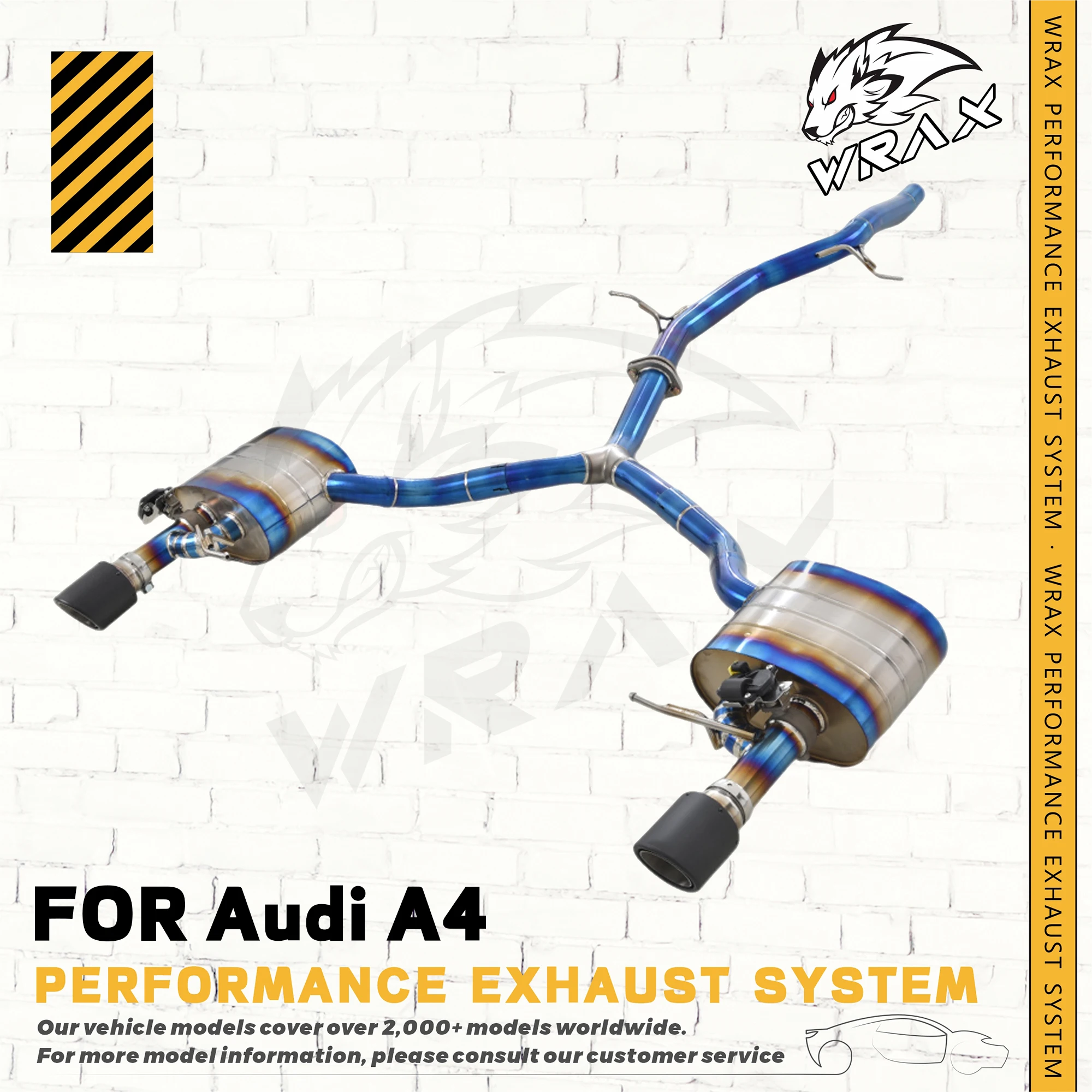 

WRAX Titanium Catback with Muffler for Audi A4 Baked blue Exhaust Sports Sound Easy Installation