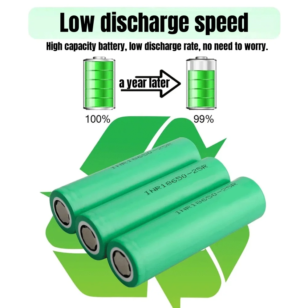 🔥 3.7V 2500mah 18650 Battery For Samsung 25R INR 18650 20A Li-ion Battery Replacement External Battery+Charger view 4