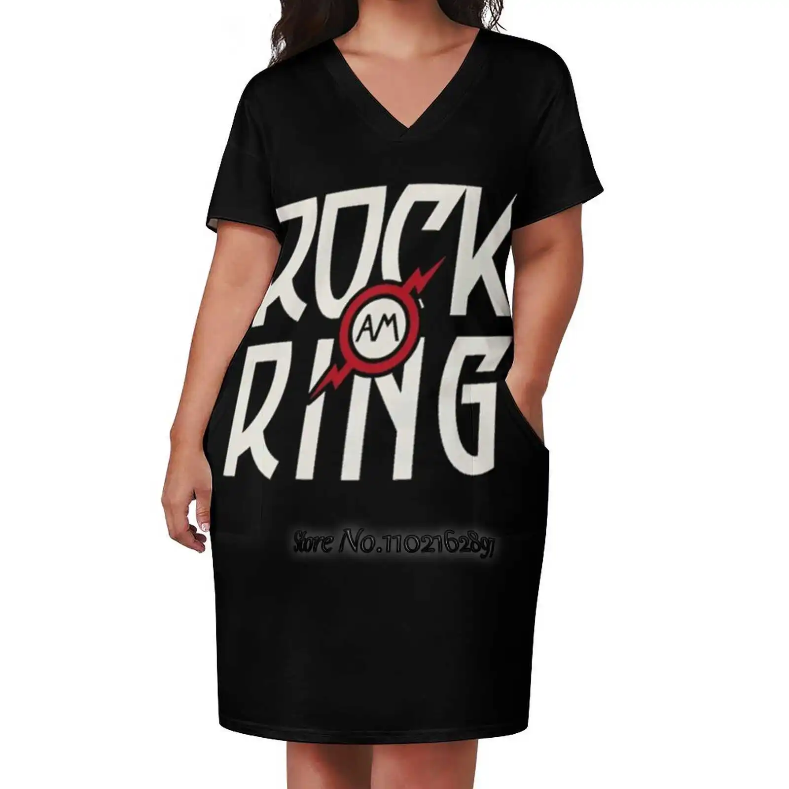 

Rock Am Ring Elegant Fashion V-Neck A-Line Skirt Comfortable High Quality Women Clothing Dress Music Festival Pop Ring Ring