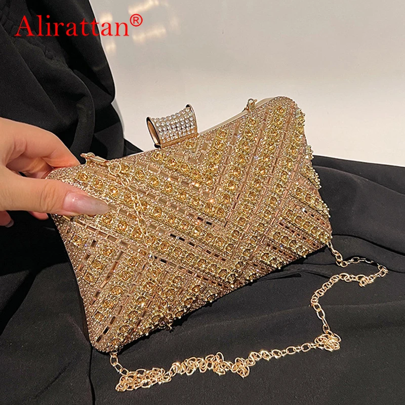 

Alirattan 2026 New Diamond Studded Handbag Colorful Diamond Chain Cheongsam Bag Banquet Bag Women's Handbag