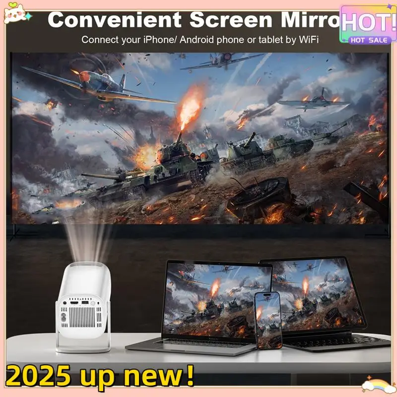 Smart Mini Projektor Android 11 Wifi 6 Unterstützung 4K 1080P BT5.0 Projektor 1208X720p Tragbare Projektor EU Stecker