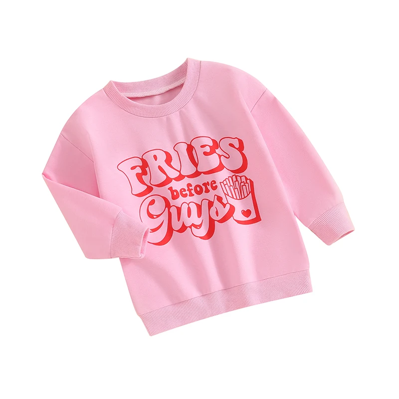 

Baby Toddler Girl Boy Valentines Day Outfit Heart Letter Print Crewneck Sweatshirt Pullover Tops Cute Spring Clothes