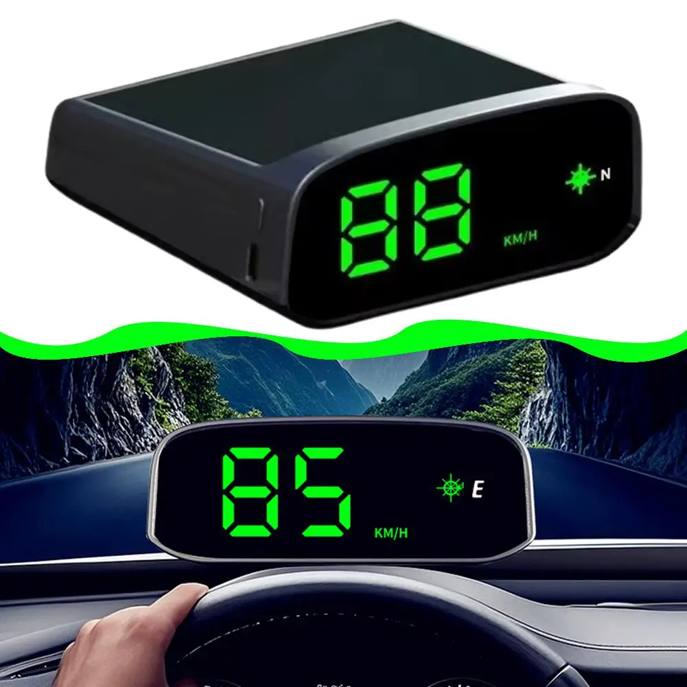 Universal Solar HUD GPS+ Digital Car Speedometer Beidou Head-up Sensing System Intelligent Display Car Light Dual B0O6
