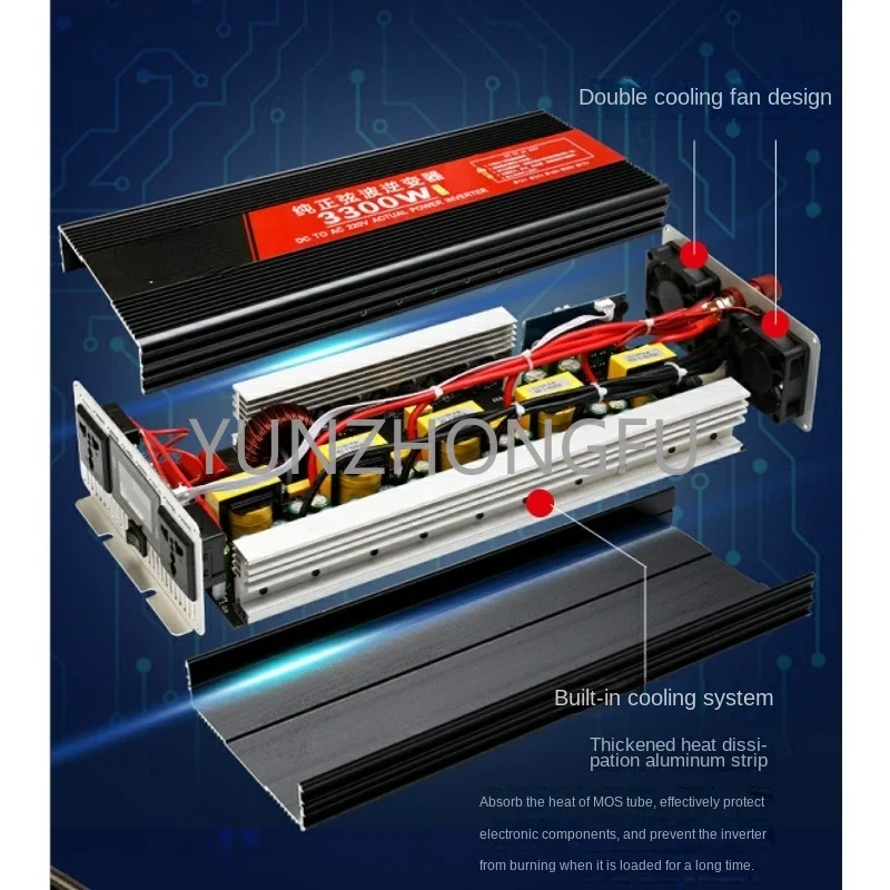 Real-power pure sine wave truck-borne household high-power inverter 3300W,12V24V48V60V