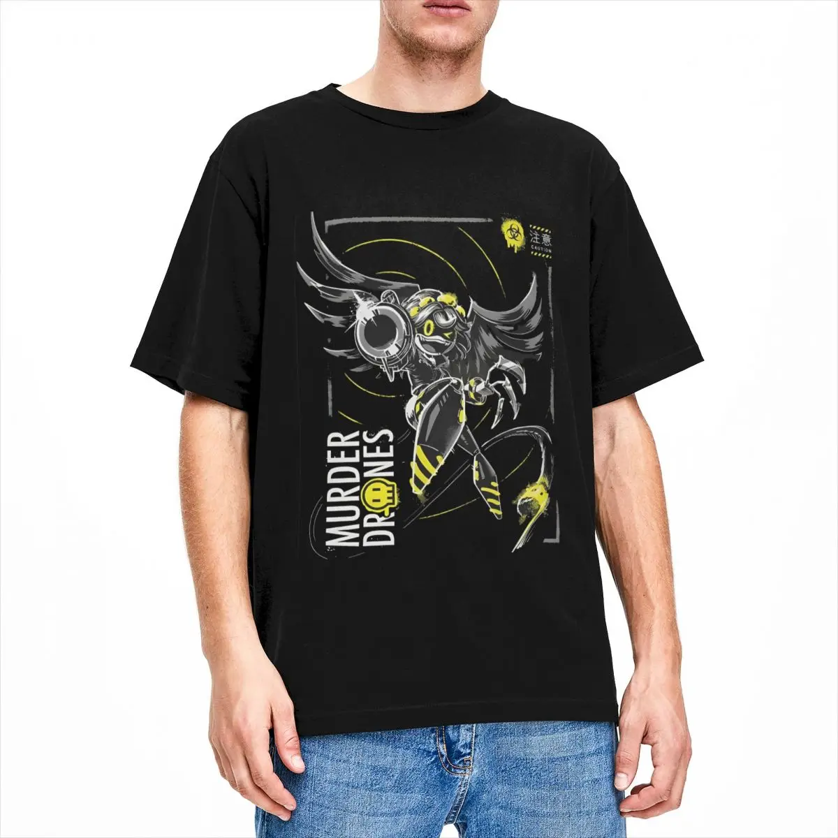 Men Women Horror Murder Drones V Cartoon Anime T Shirt Stuff Pure Cotton Tops T-shirt Novelty Tees Summer