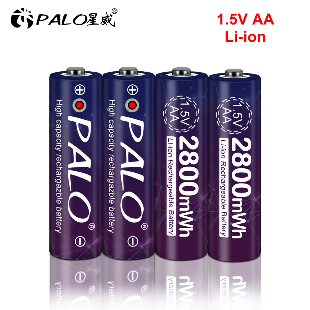 PALO 1.5V AA AAA Rechargeable Battery AAA+AAA 2A 3A Li-Ion Batteries With 8 Slots Charger for 1.5V AAA AA Lithium ion Battery