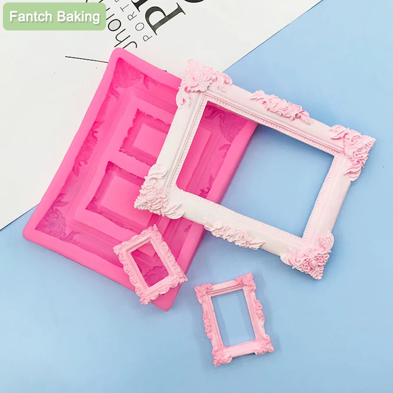 

Vintage Style Picture Frame Fondant Classical Cake Decorating Tools Cupcake Chocolate Wedding Cake Silicone Molds Baking Moulds