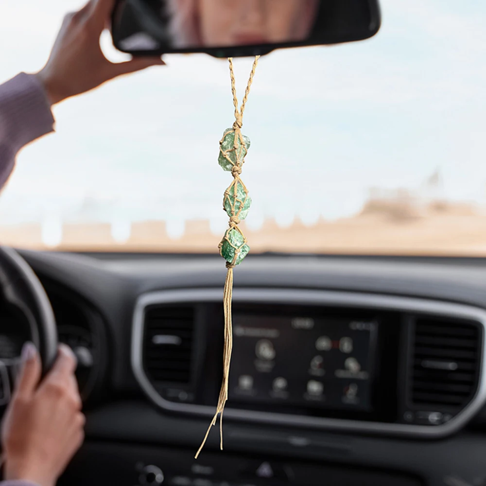 1PC Irregular Raw Stone Car Pendant Rearview Mirror Pendant Interior Accessories Natural Stone Automobile Decoration Gift