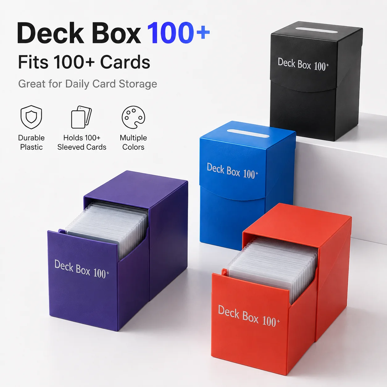 100+ Cards Double-Sleeved Deck Box Colorful Trading Card Storage Case Organizer for MTG CCG TCG PTCG Sports Card Deck Collection