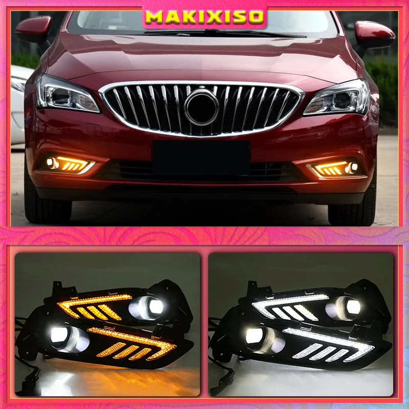 

2Pcs For Buick Verano 2015 2016 2017 Led Daytime Running Light White Driving Yellow Turn signal Light Blue Night Fog Lamp