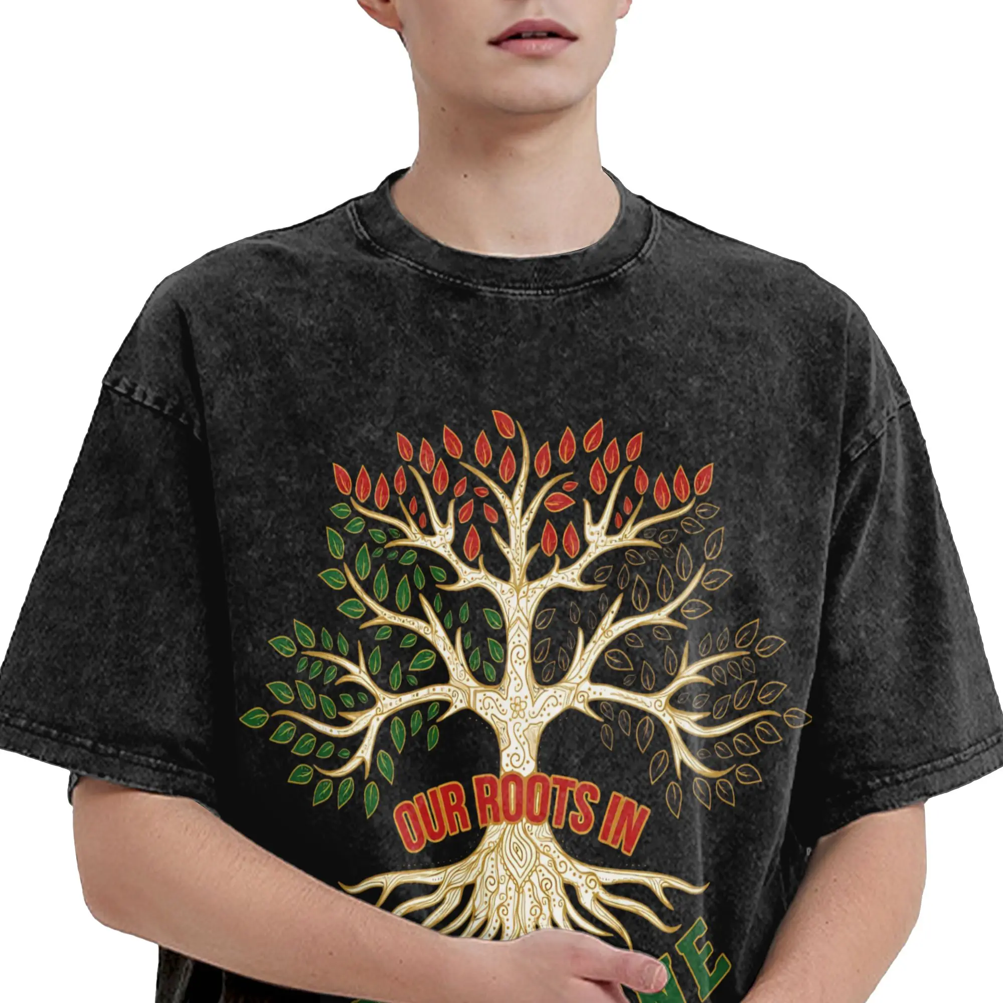 Our Roots In Palestine T Shirts Men Pure Cotton Awesome T-Shirts Crewneck  Tees Short Sleeve Tops New Arrival