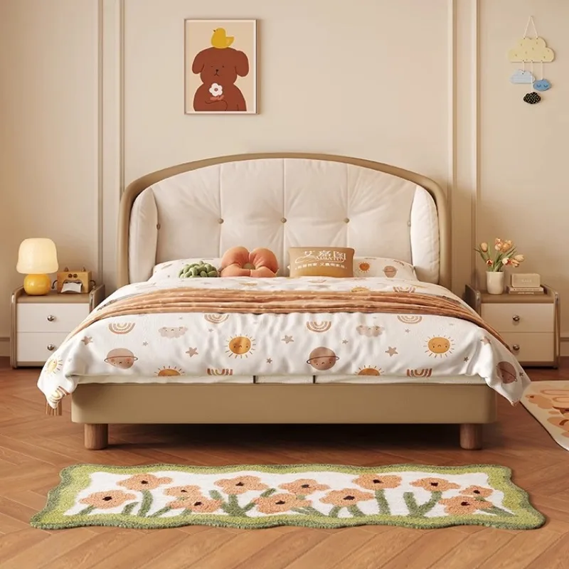 Nordic Wooden Kids Beds Safety Normal Yellow Modern Style Children Beds Toddler Design Single Lit Enfant Furniture For Home
