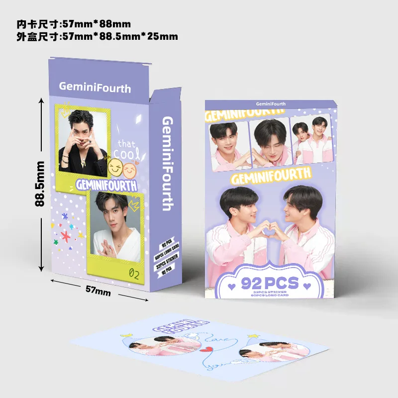 92Pcs/Set Thailand Stars GeminiFourth Laser Lomo Card Gemini&Fourth Character Photo Cards Stickers Fan Support Card