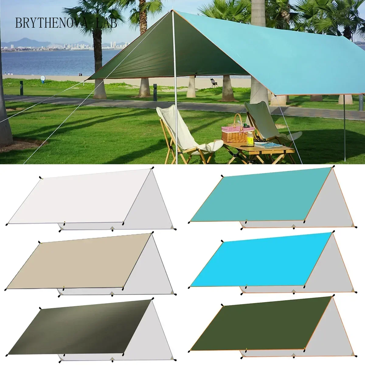 Camping Tarp Waterproof Tent Hammock Rain Fly Cover UV Protection Floor Mat Camp Shelter Canopy for Backpacking Hiking Outdoor