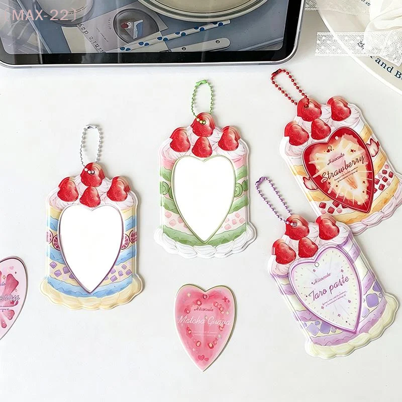 〔MAX-22〕Fashion Cartoon Strawberry Cake Bag Pendant 3 Inch Card Holder Cute Girls Idol Photo Storage Keychain Gift