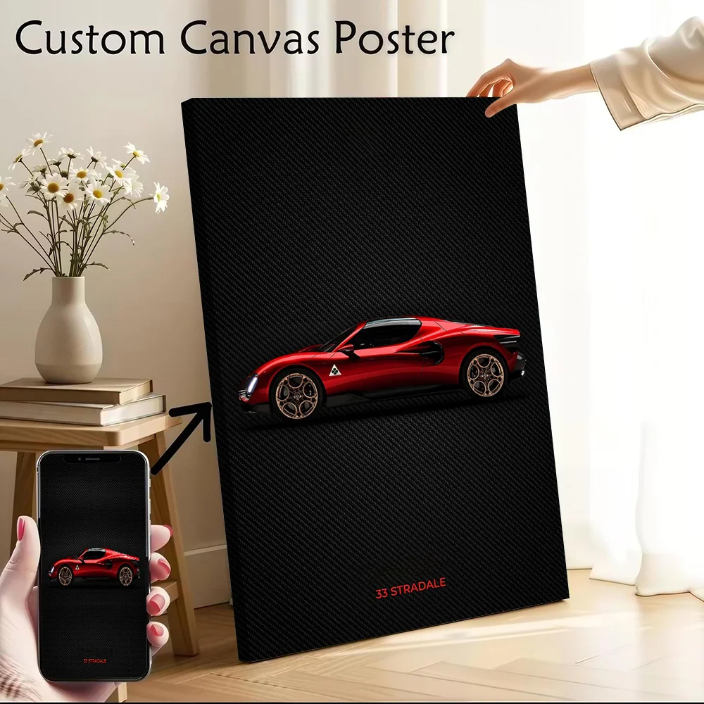 Romeo Car 33 Stradale Canvas Poster Customizable Printed Canvas Painting Wall Art for Fans Interior Decoration Home Decorations