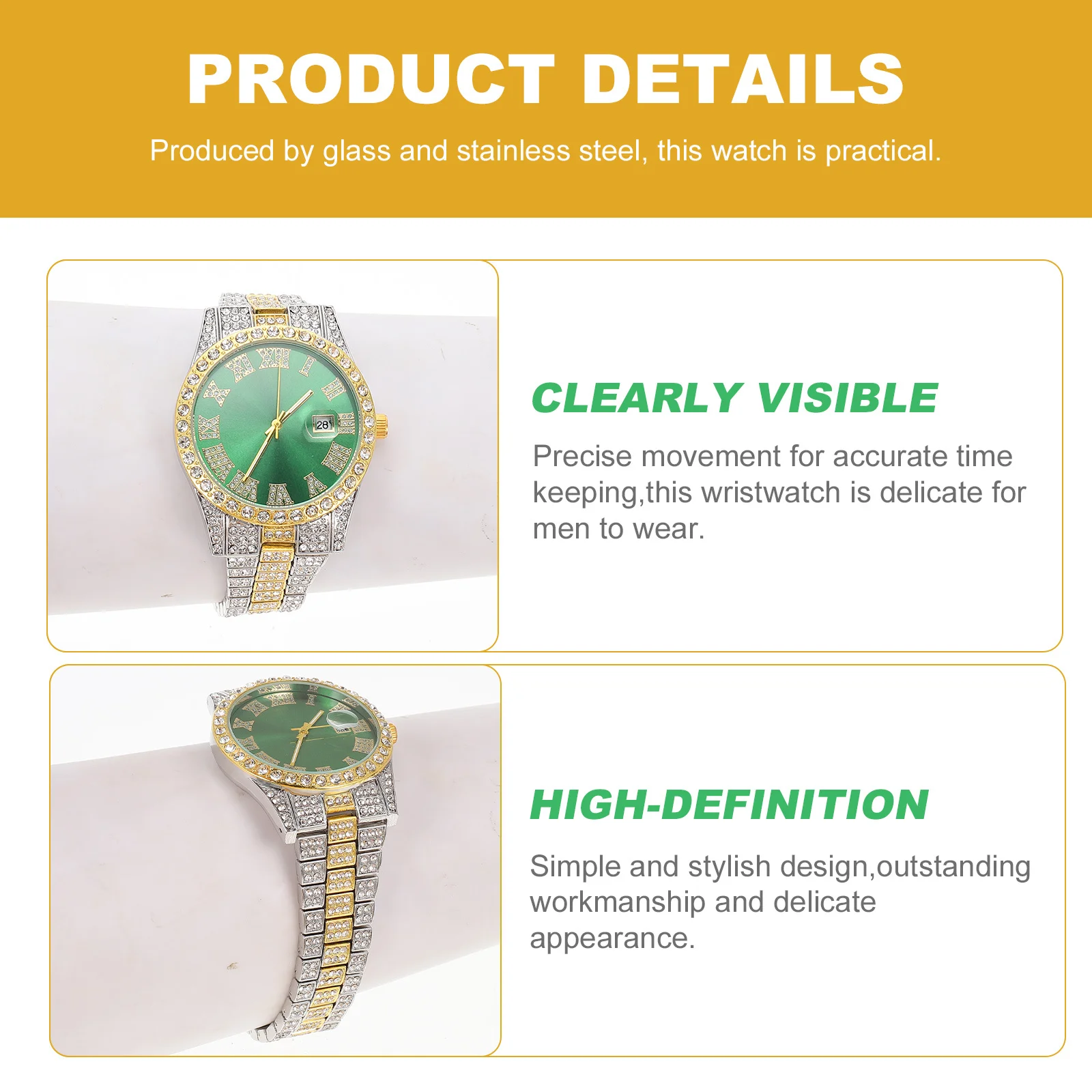 

Men Watch High-End Diamond-Encrusted Wristwatch Style Lightweight Comfortable Precise Movement