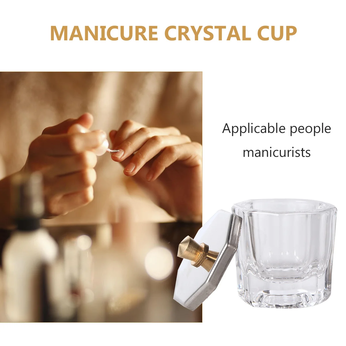 2pcs Crystal Nail Cups With Lids Clear Mini Glass Containers For Acrylic Liquid Powder Mixing Nail Art Tools