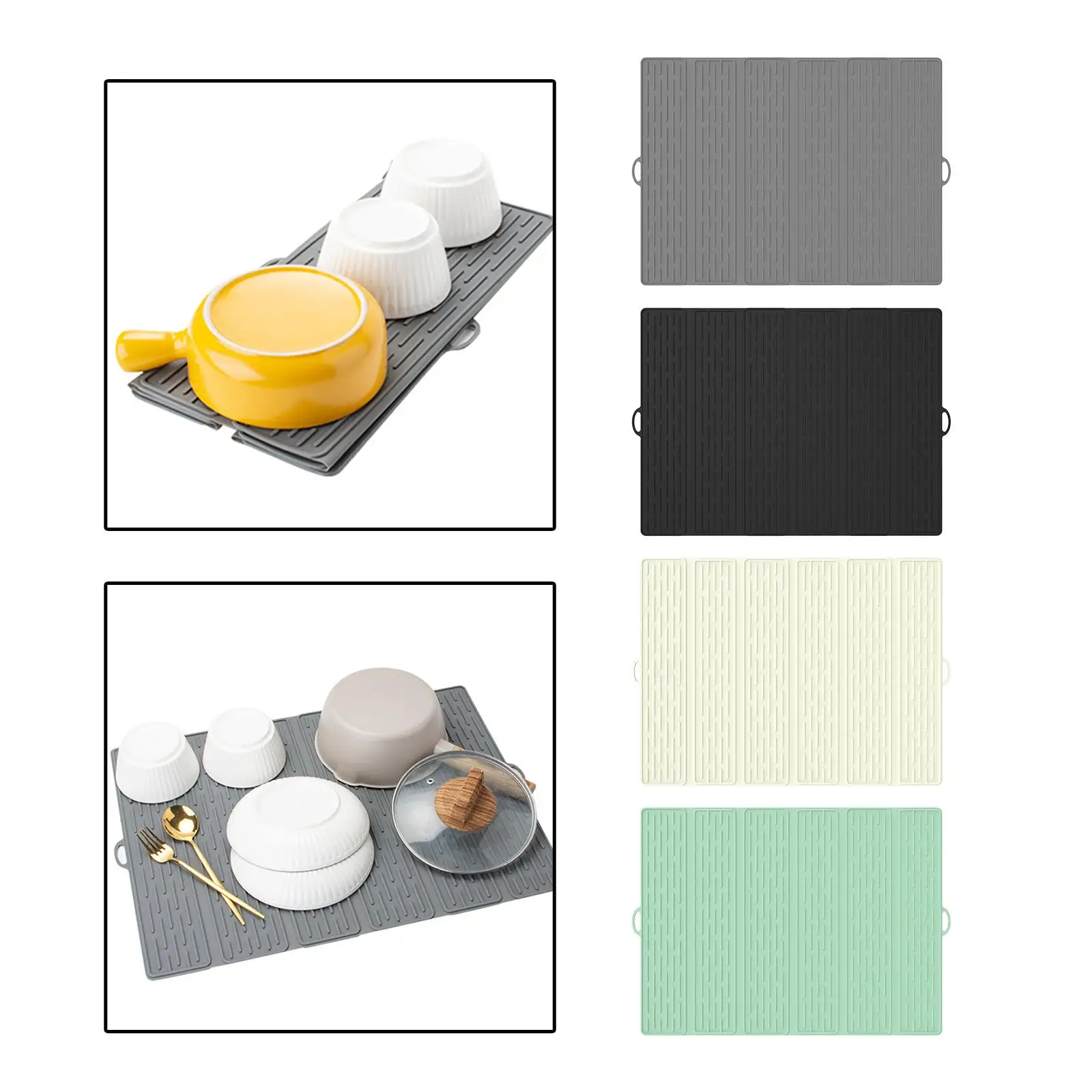 

Dish Drain Mat Silicone Hot Pot Holder Kitchen Tableware Non Slip Drying Pad for Restaurant Coffee Bar Kitchen Counter Sink