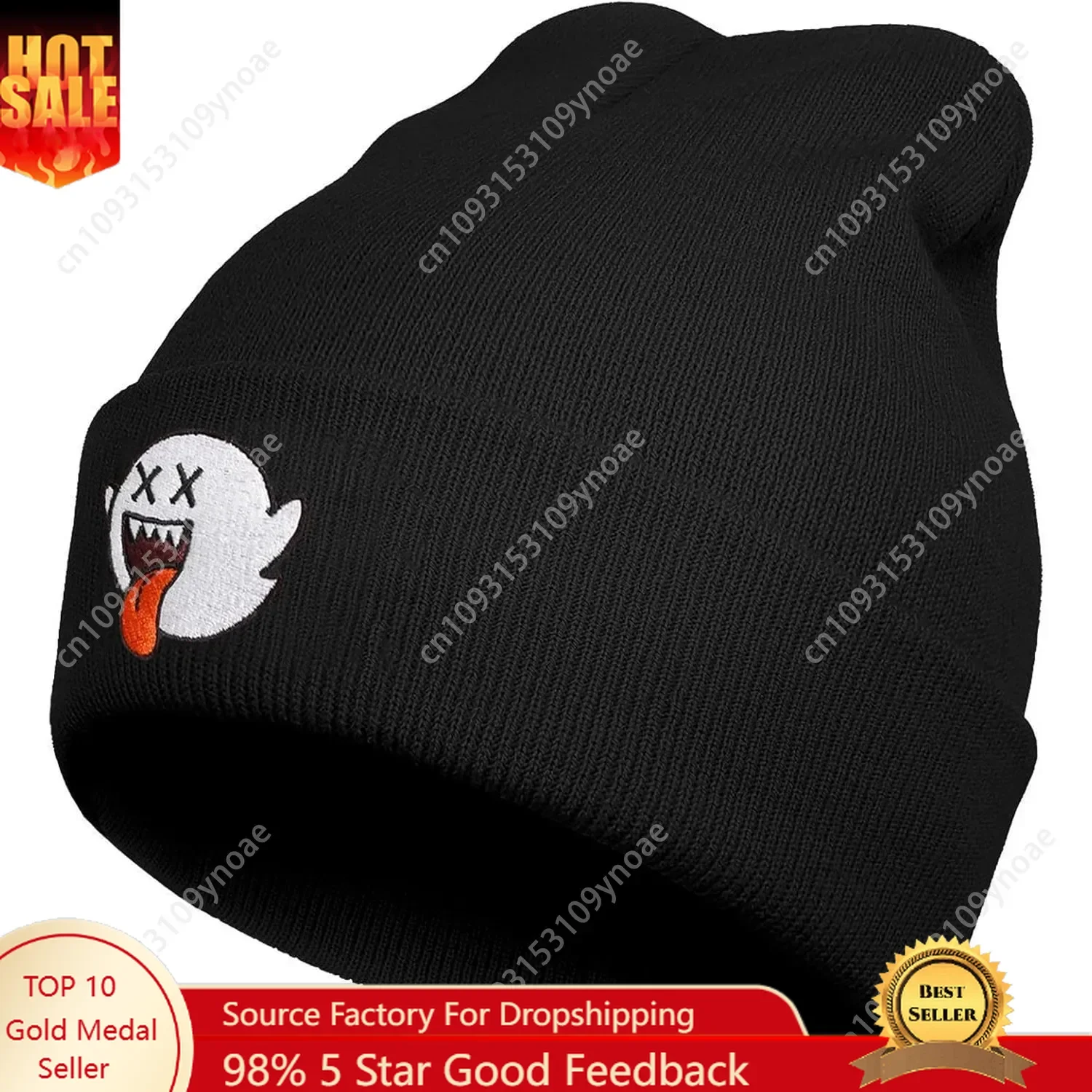 

Ghost Embroidered Skull Hat Beanie Caps Knit Winter Hats Keep Warm Stretchy Cuffed Cap Cold Weather Men Women Soft Comfortable