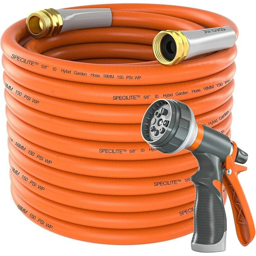 

Garden Hose 200 ft x 5/8 in Heavy Duty, Flexible and Lightweight Water Hose, Burst 600 psi, Kink-less Hybrid Rubber Hose