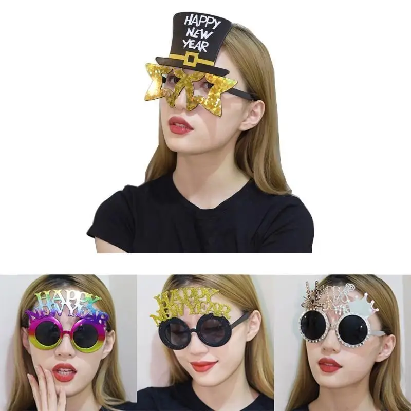 

31BB Funny New Year Costume Accessories Glasses Perfect for Carnivals Party New Year Celebration Sunglasses Party Decorations