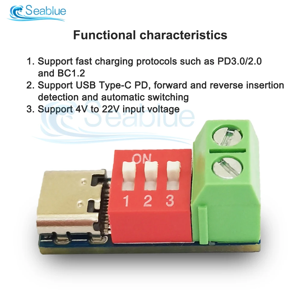 Déclencheur PD QC de type C, tension réglable DC 5V ~ 20V, technologie d'alimentation, technologie de leurre de charge rapide, protocole de charge rapide PD 3.0, 2.0, BC1.2