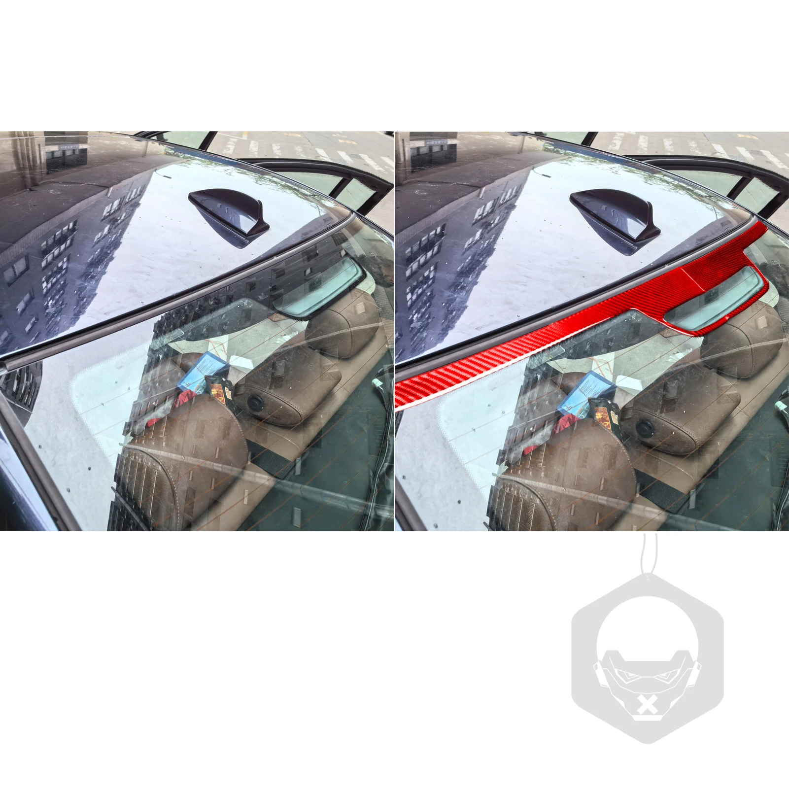 For BMW 3 Series E90 2005-2012 Car External Rear Windshield Panel Trim Red Real Soft Carbon Fiber Interior Accessories Stickers