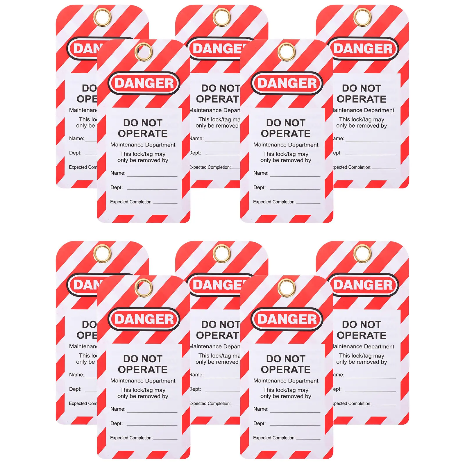 10Pcs Clear Text Industrial Warning Tags Lockout Hanging Safety Tags Do Not Operate Signs for Machinery Maintenance Repair