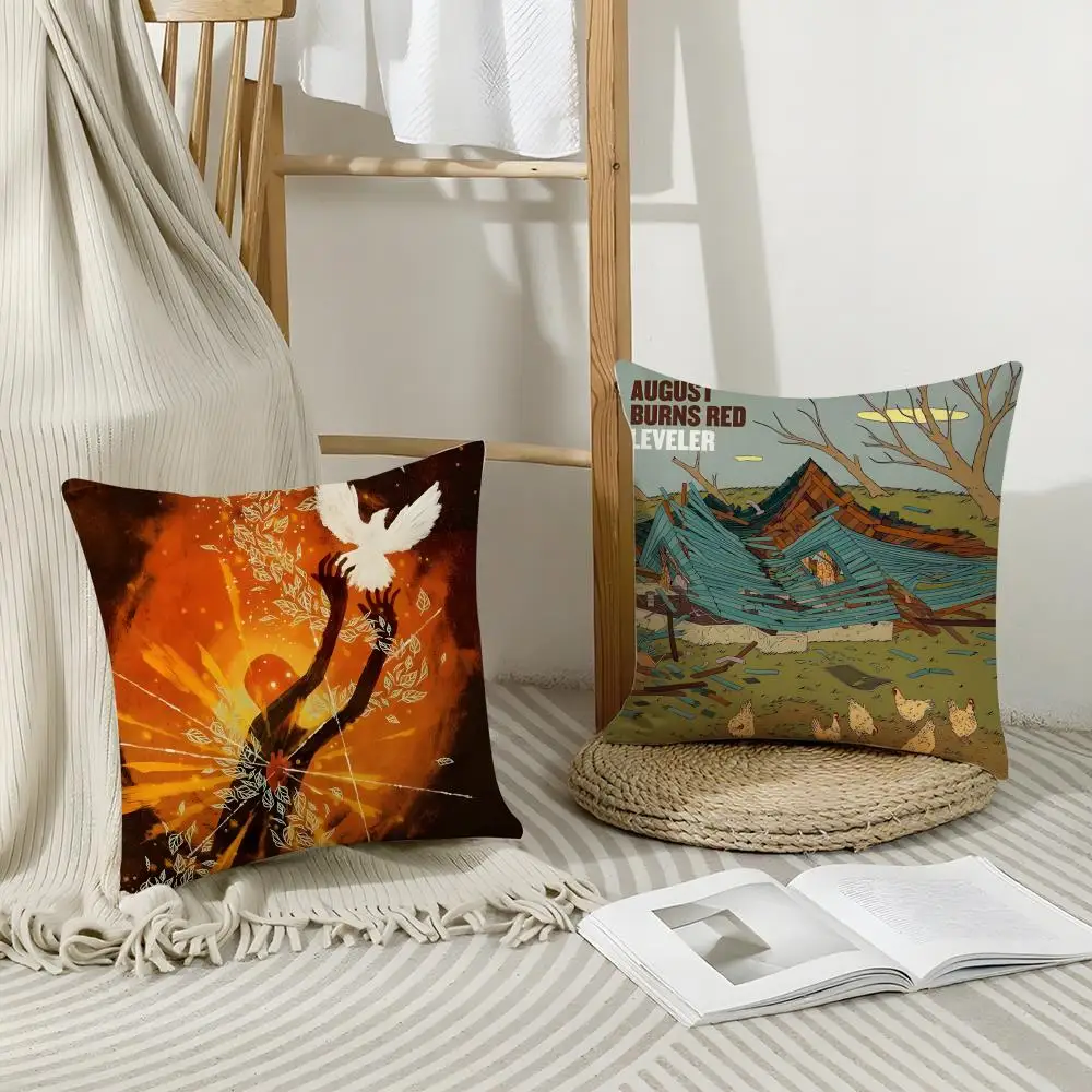 Rock Band A-August Burns RedS Cushion Cover Short Plush Breathable Pillowcase Odorless Invisible Zipper Washable Removable