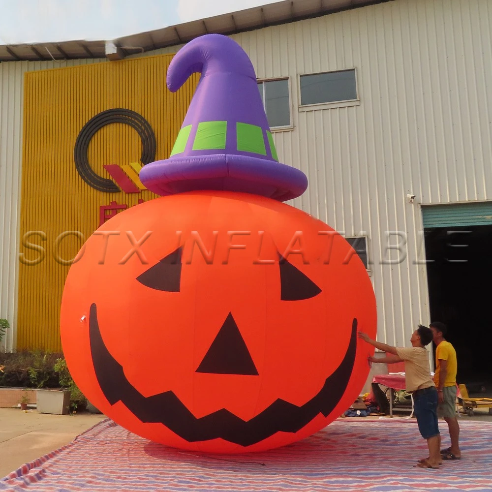 Halloween DecWitch Hat Party Supplies oration 6M 20ft Giant Inflatable Pumpkin With LED Lights Outdoor Yard Ornament Pumpkin And