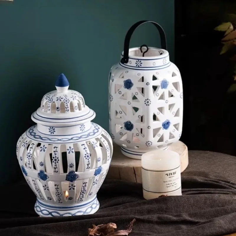 1 Stück Europäische Hohlkeramik-Vase Weinblumen-Kerzenhalter Dekorative Vase Wohndekor Weinschrank Eingangsschrank Geschenk