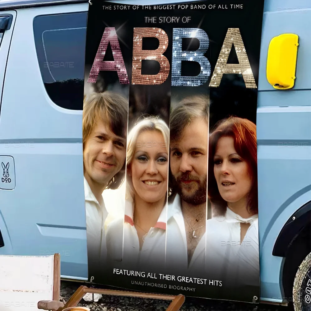 Swedish Pop Music Band Abba Self-adhesive Art DIY Flag For Family Group Photo Living Room Home Dorm Decor Wall Art Decor Banner