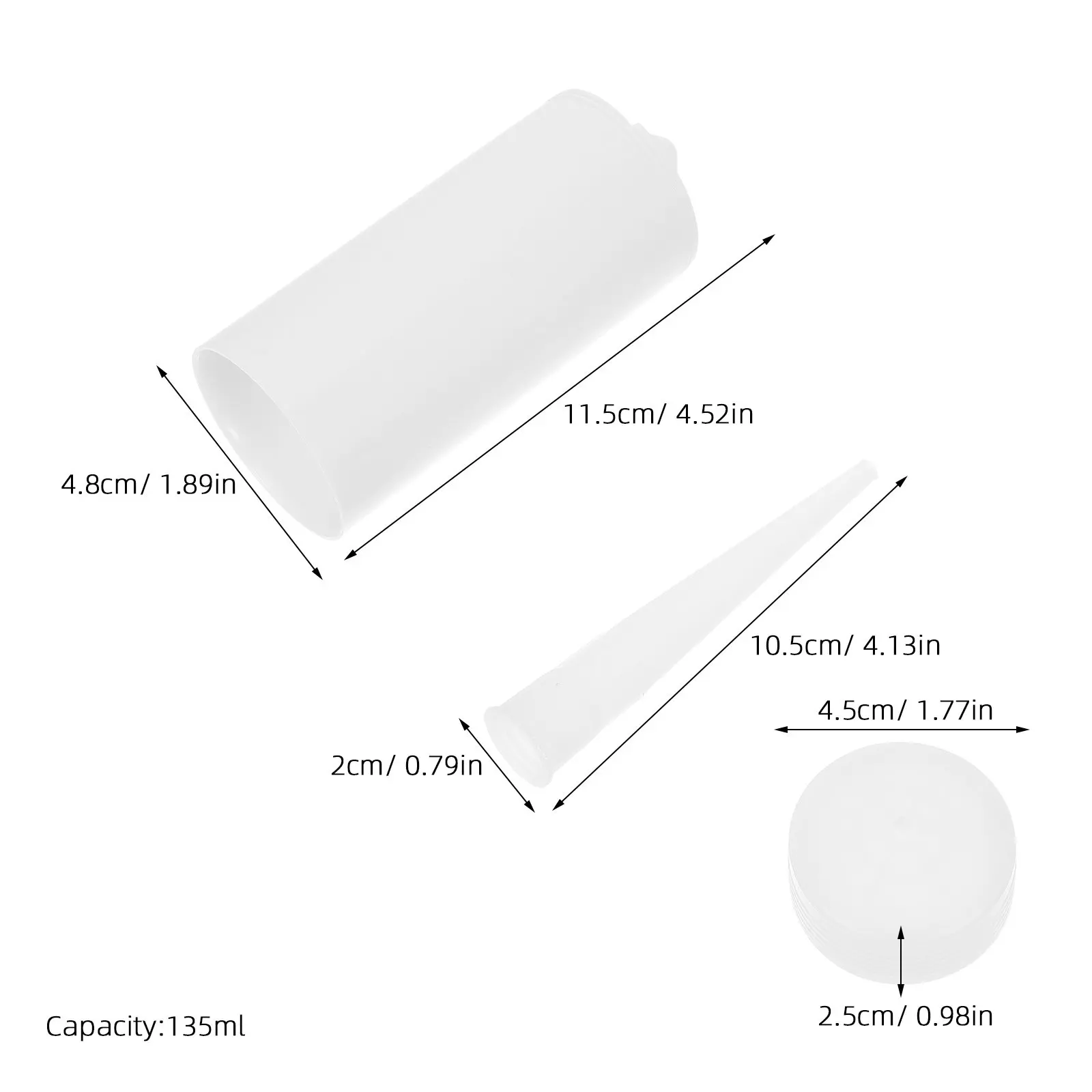 4Pcs Empty Plastic Caulk Tubes for Tiles Refillable Caulking Gun Compatible Reusable Sealant Tube Repair Cracks 135Ml 4.6 Oz