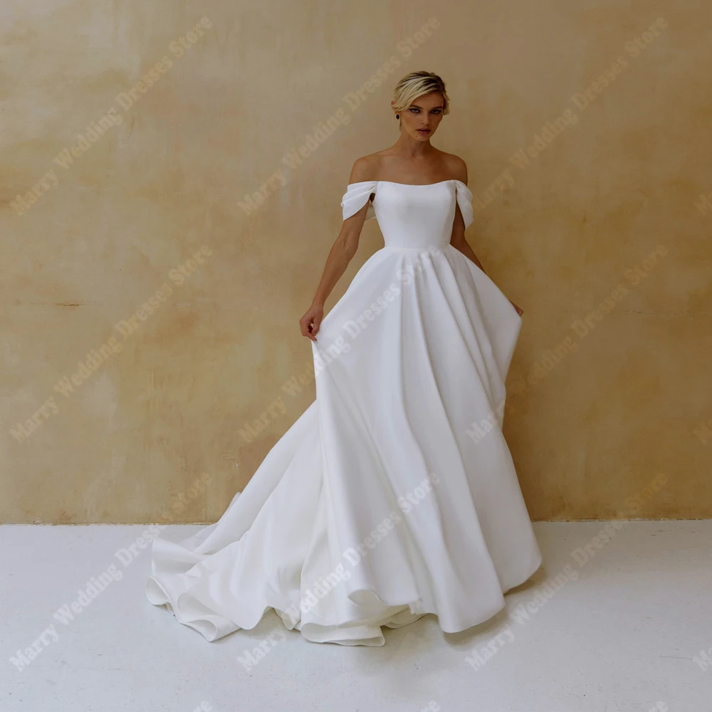 

Off The Shoulder Wedding Dresses Sexy Sleeveless Backless A-Line Bridal Gowns Princess Vestidos De Noivas For Women Customized