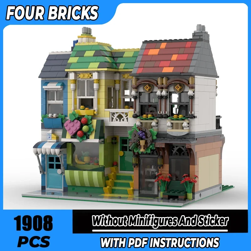 

Moc строительные блоки старый город продуктовая технология модульные кирпичи модель подарки рождественские игрушки наборы «сделай сам» сборка