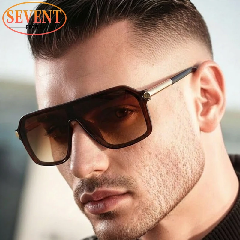 

Oversized One-Piece Shield Sunglasses Men 2026 Luxury Brand Vintage Outdoor Metal Frame Sun Glasses For Male Trendy Shades UV400