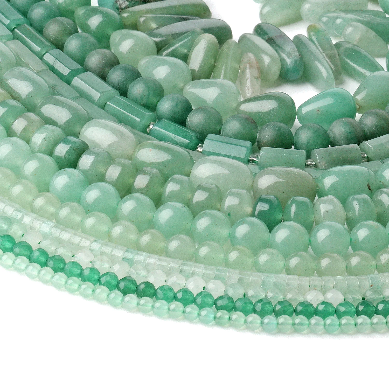 Wholesale Natural Green Aventurine Stone Beads Charms Heart Waterdrop Round Faceted Loose Beads For Jewelry Making Diy Bracelet