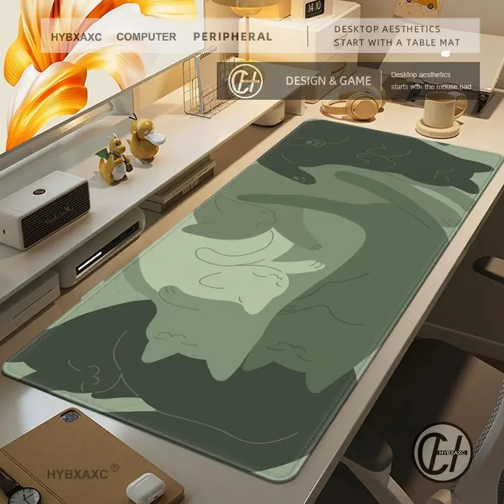 Mauspads, süße Katze, Computer-Mauspad, Schreibtischunterlage, 100 x 50 cm, große Kawaii-Mauspads, Büro-Mauspad, XXL, große Tischsets